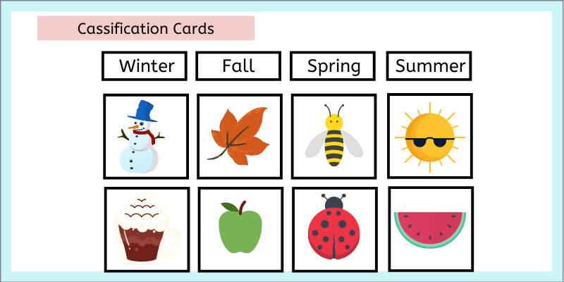 Montessori classification cards for winer