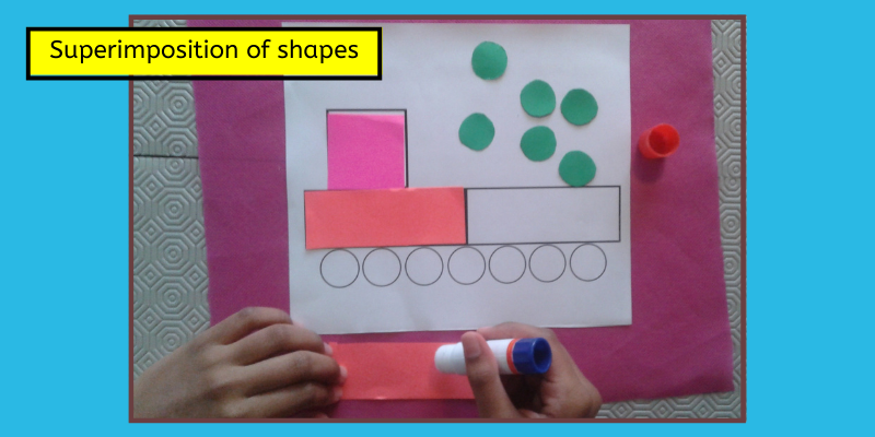 Superimposition of shapes, Montessori fine motor skill activity