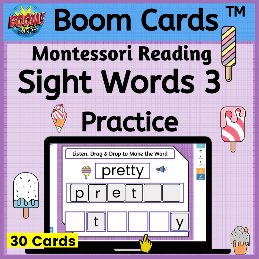 Drag and Drop digital Sight Words Practice with Boom Cards - set 3