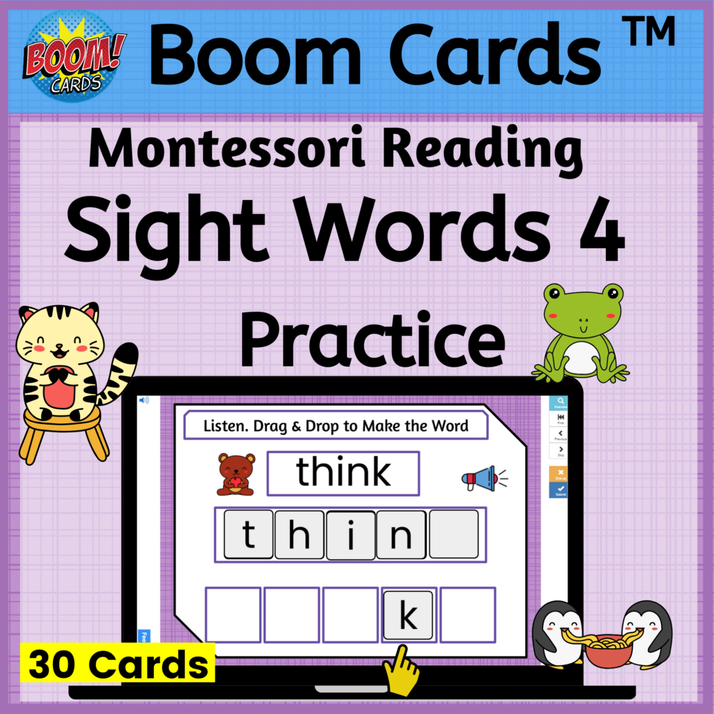 Drag and Drop digital Sight Words Practice with Boom Cards - set 4