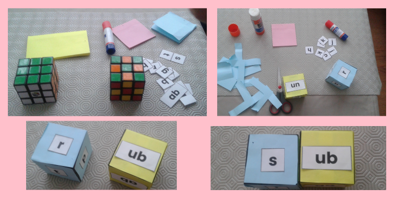 Word families activity with dice or rubics cubes.