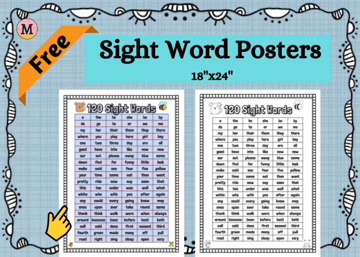 Free Sight Word Posters 18x24