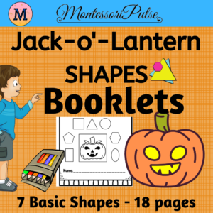 Printable Jack-o’-Lantern Shapes Keepsake Booklet – A Halloween craft for Kindergarten students to practice basic shapes like circle, triangle, and square. Great for classrooms and homeschools