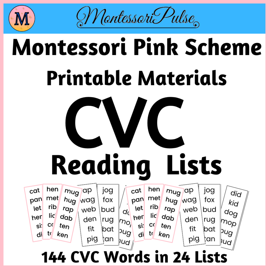 CVC Words Lists for reading