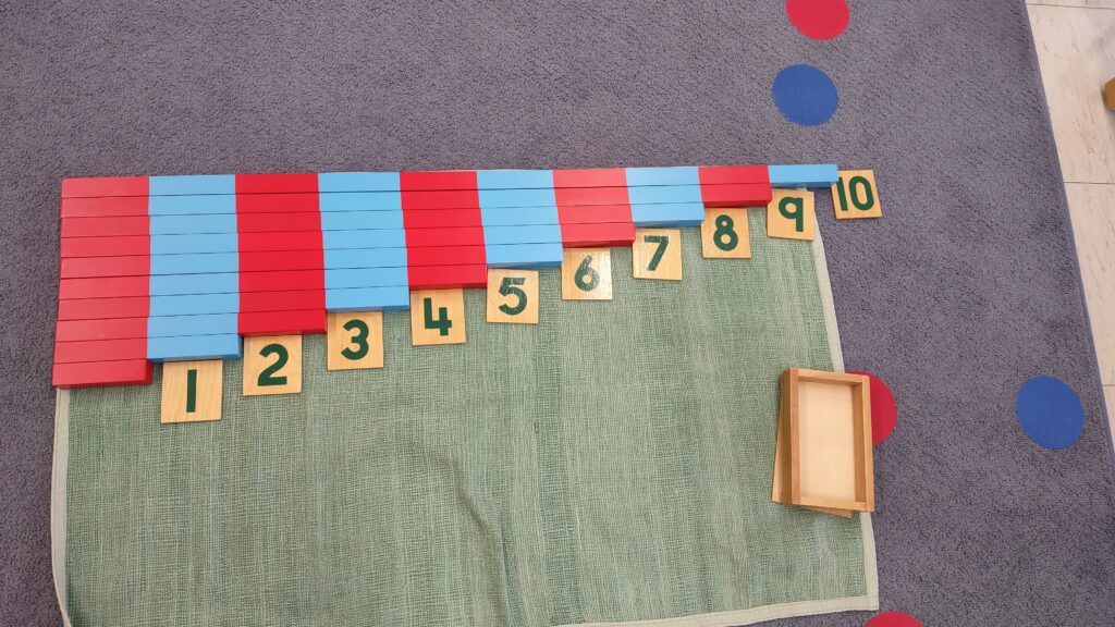 Number Rods and cards Montessori math material for 1to10