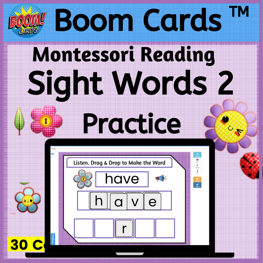 Drag and Drop digital Sight Words Practice with Boom Cards - set 2
