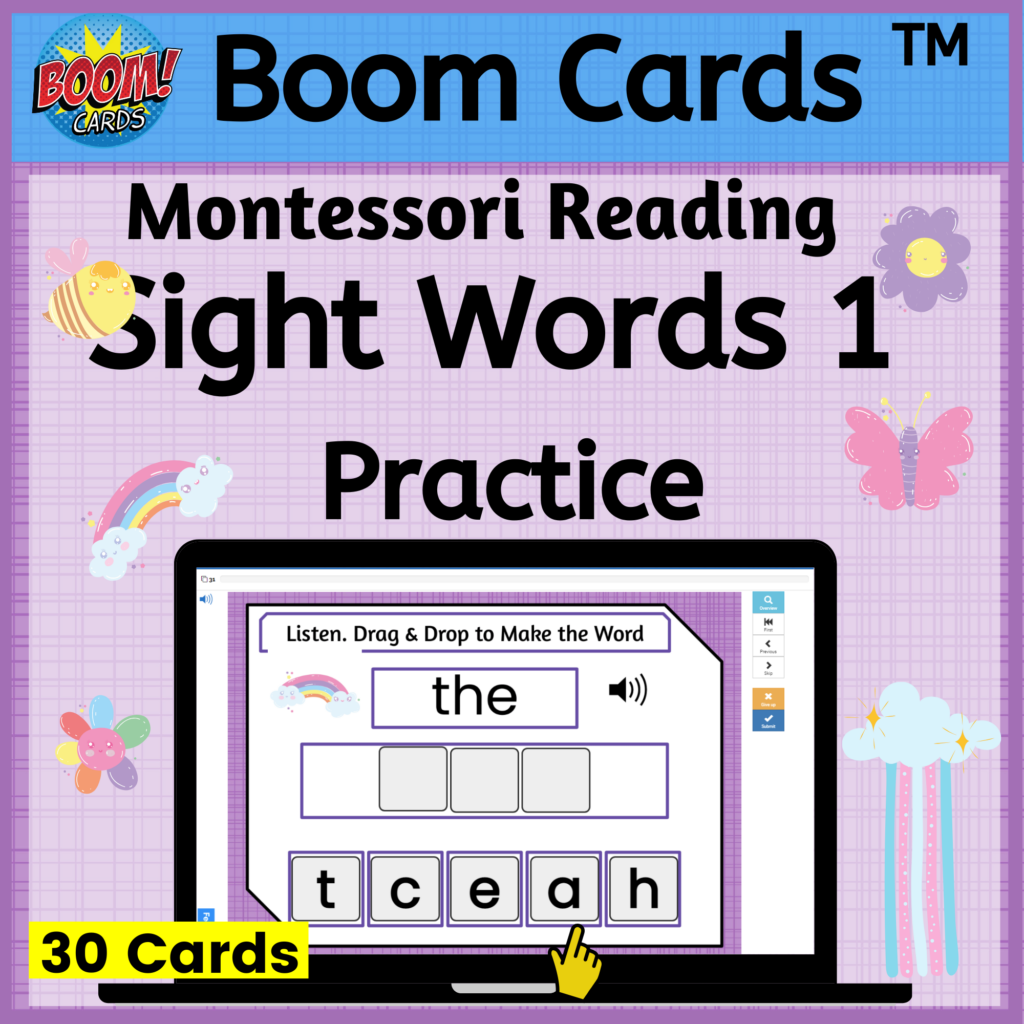 Drag and Drop digital Sight Words Practice with Boom Cards - set 1
