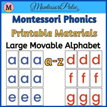 Printable Montessori Large Movable Alphabet, Consonants in red and vowels in blue